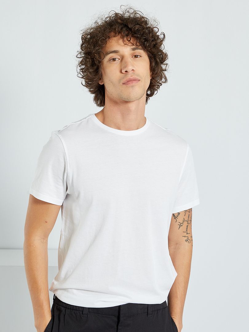 Macadán ama de casa Lago taupo Camiseta básica de punto - blanco - Kiabi - 3.00€