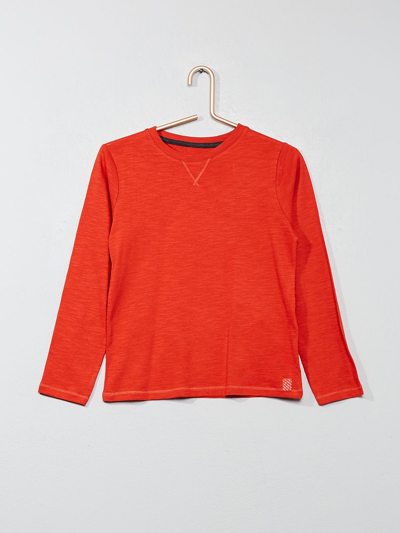Camiseta de manga larga de algodón puro - rojo - Kiabi - 3.00€