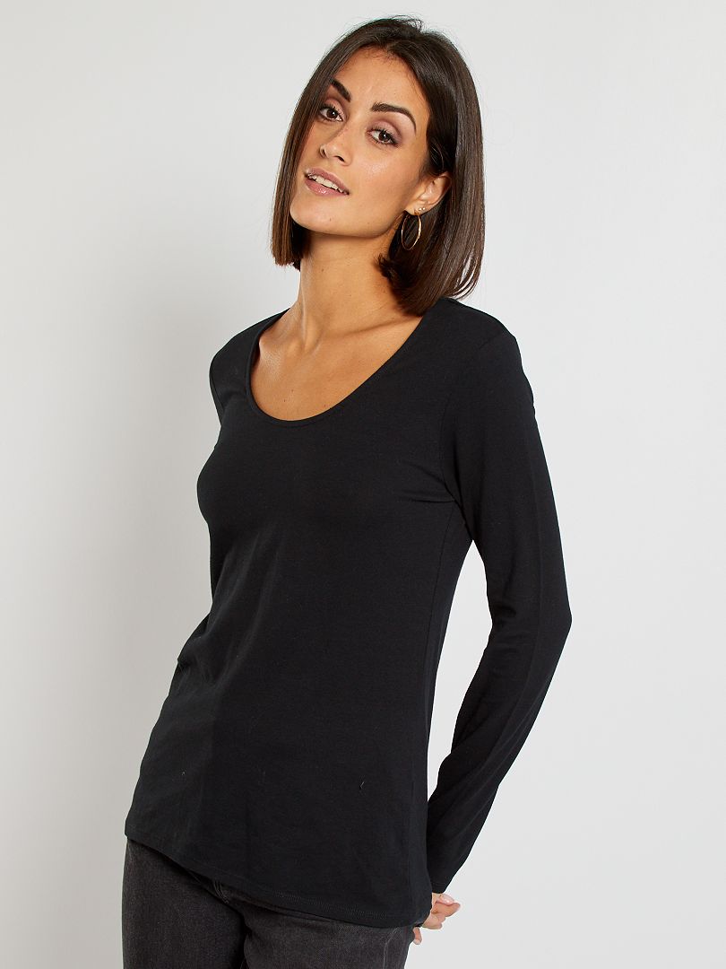 Camiseta negra manga larga de Camisetas y tops para Mujer