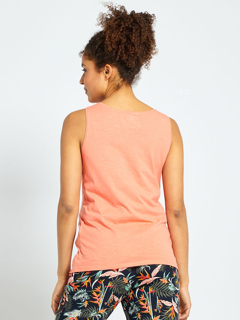 Camiseta de tirantes de algodón - naranja coral - Kiabi - 6.00€