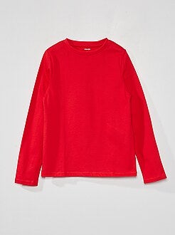 Camiseta lisa de manga larga - rojo intenso - Kiabi - 3.00€