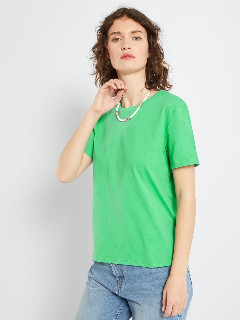 sombrero índice Fábula Camiseta lisa de punto - VERDE - Kiabi - 4.00€