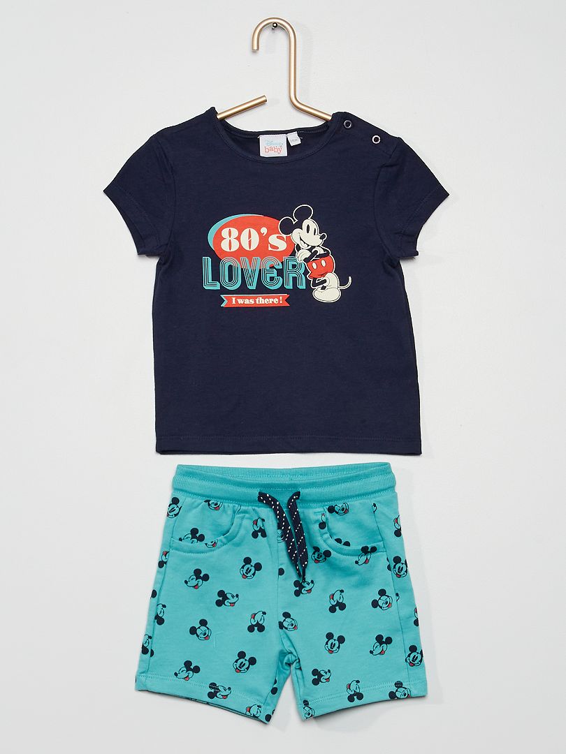 Llamarada Servicio Marquesina Camiseta + pantalón corto 'Mickey' - AZUL - Kiabi - 10.00€
