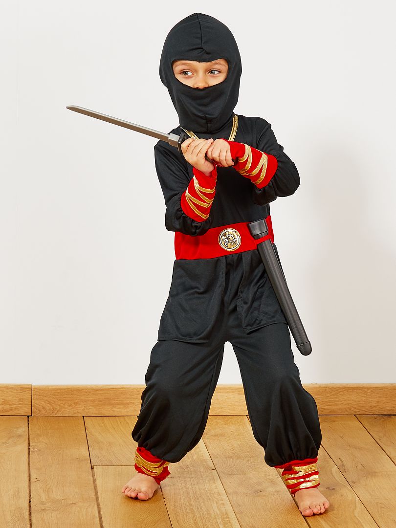 gatear Fortaleza Hornear Disfraz de ninja + accesorios - negro/rojo - Kiabi - 20.80€