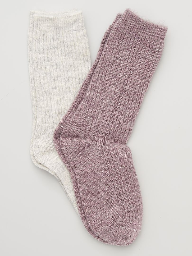 Pack de 2 pares de calcetines de lana - PURPURA - Kiabi - 8.00€