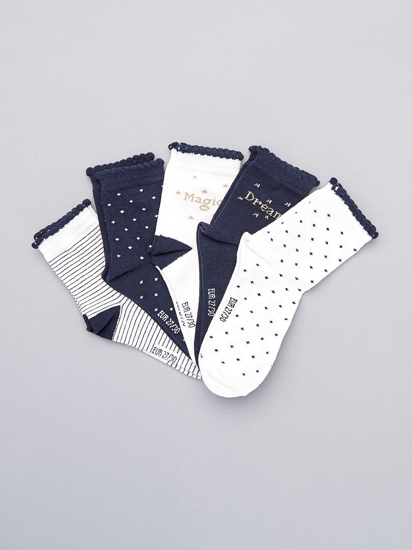 Pack de 5 pares de calcetines altos - BLANCO - Kiabi - 6.00€