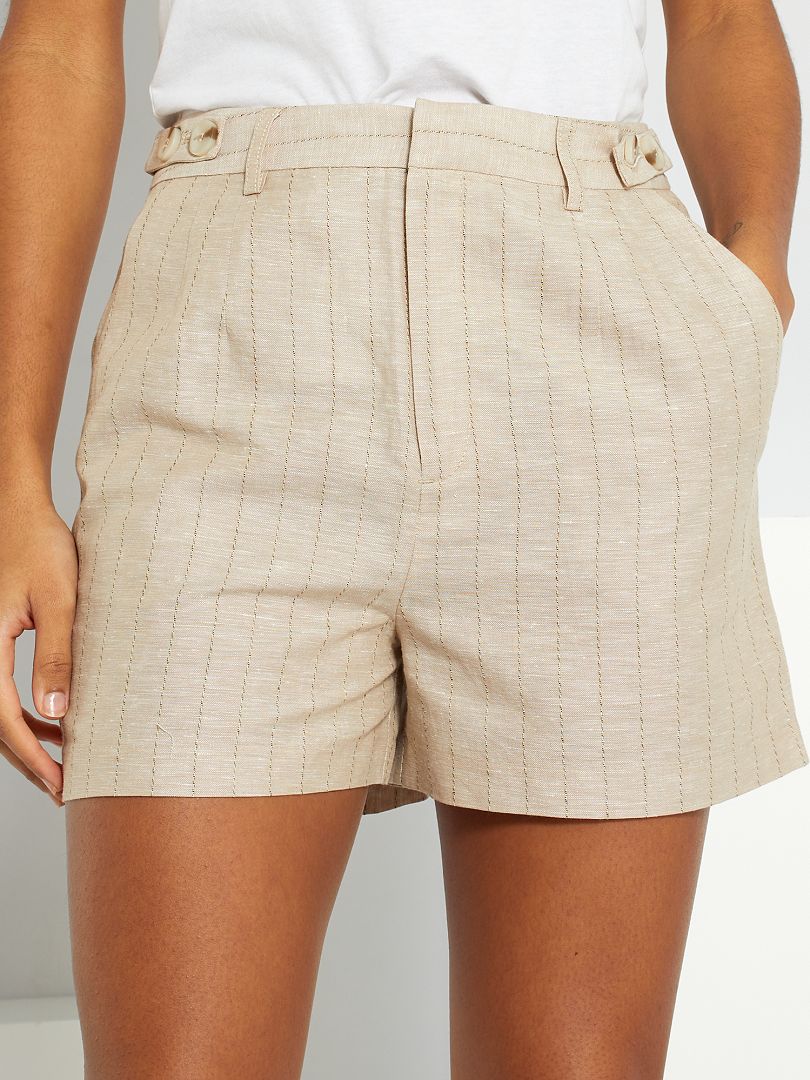 Pantalón corto de lino y algodón - BEIGE - Kiabi 15.00€