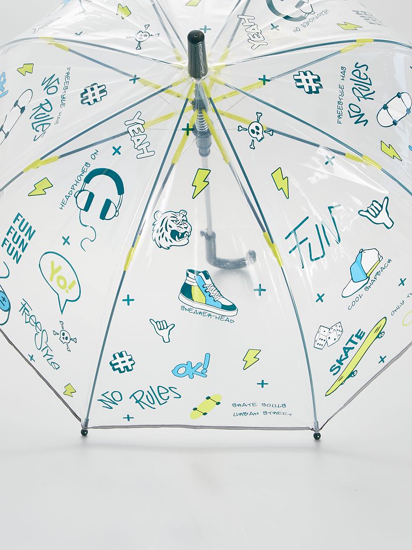 frijoles Vivienda Dar una vuelta Paraguas transparente con estampado 'skate' - azul - Kiabi - 9.00€