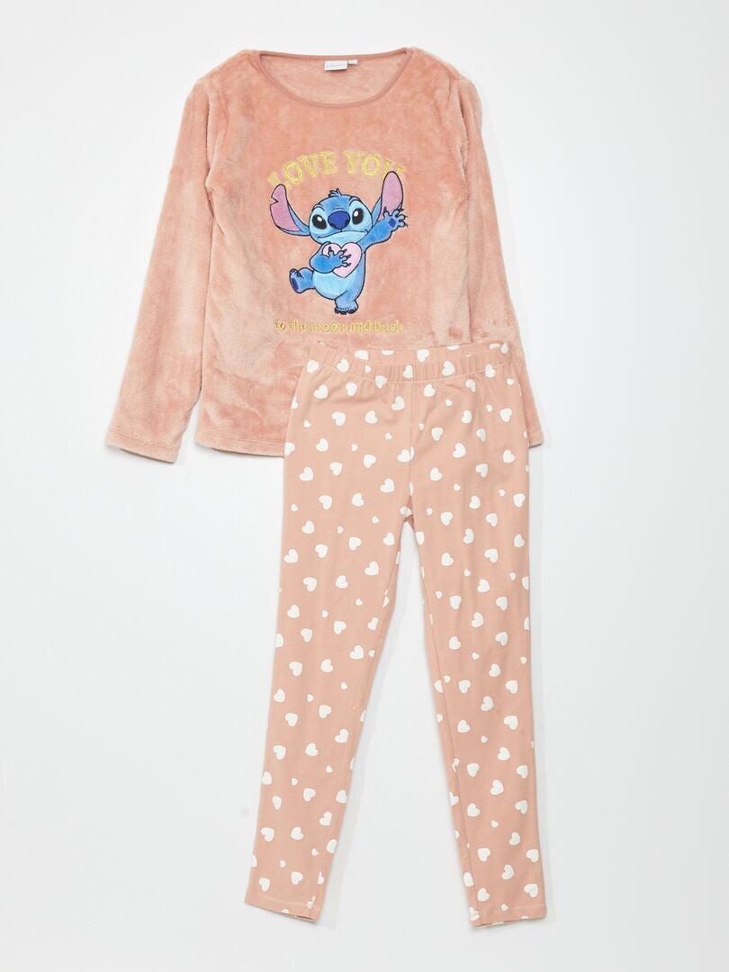Pijama con camiseta + pantalón 'Stitch' - 2 piezas - Salmón - Kiabi - 15.00€