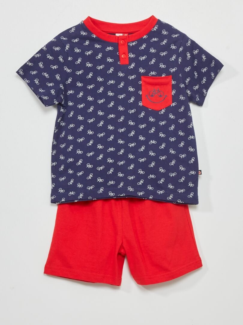 Pijama corto 'cocodrilo' - 2 piezas azul/rojo Kiabi - 8.00€