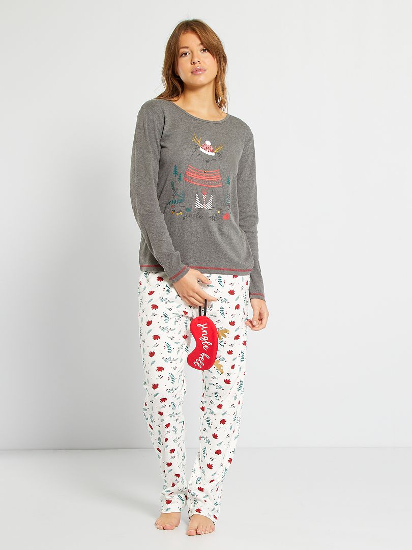 Trastorno atleta cisne Pijama de Navidad de 2 piezas + antifaz - gris/crudo - Kiabi - 20.00€