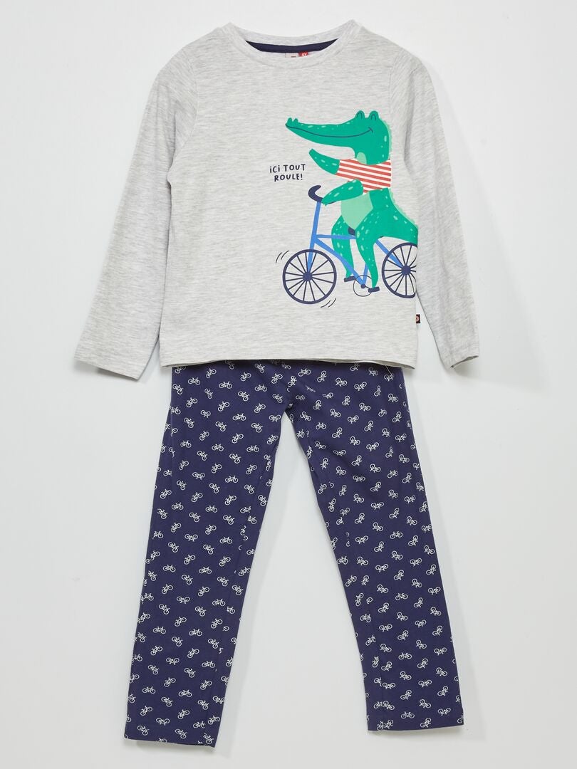 Pijama largo 'cocodrilo' - 2 piezas - gris/azul Kiabi - 12.00€