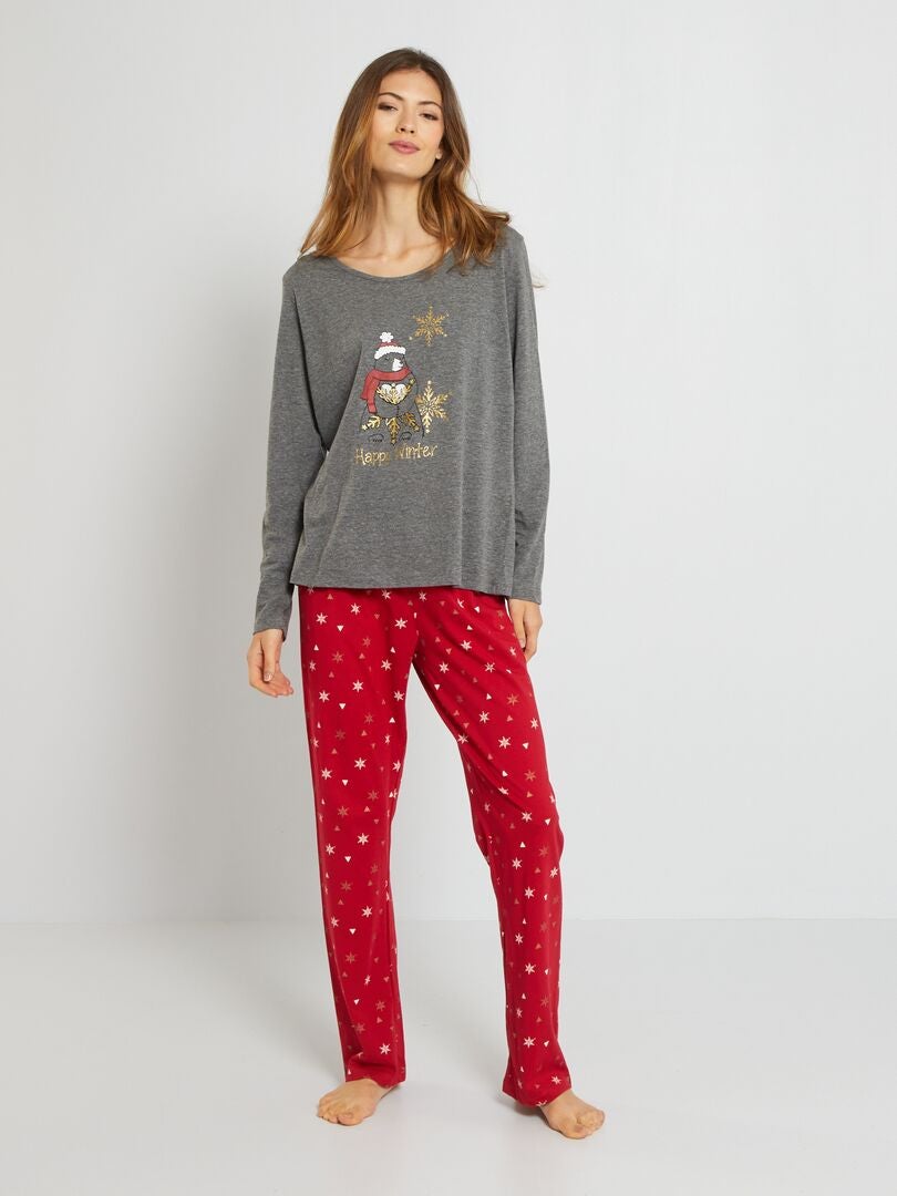 Ligeramente dueña pronóstico Pijama navideño de punto - 2 piezas - gris/rojo - Kiabi - 8.00€
