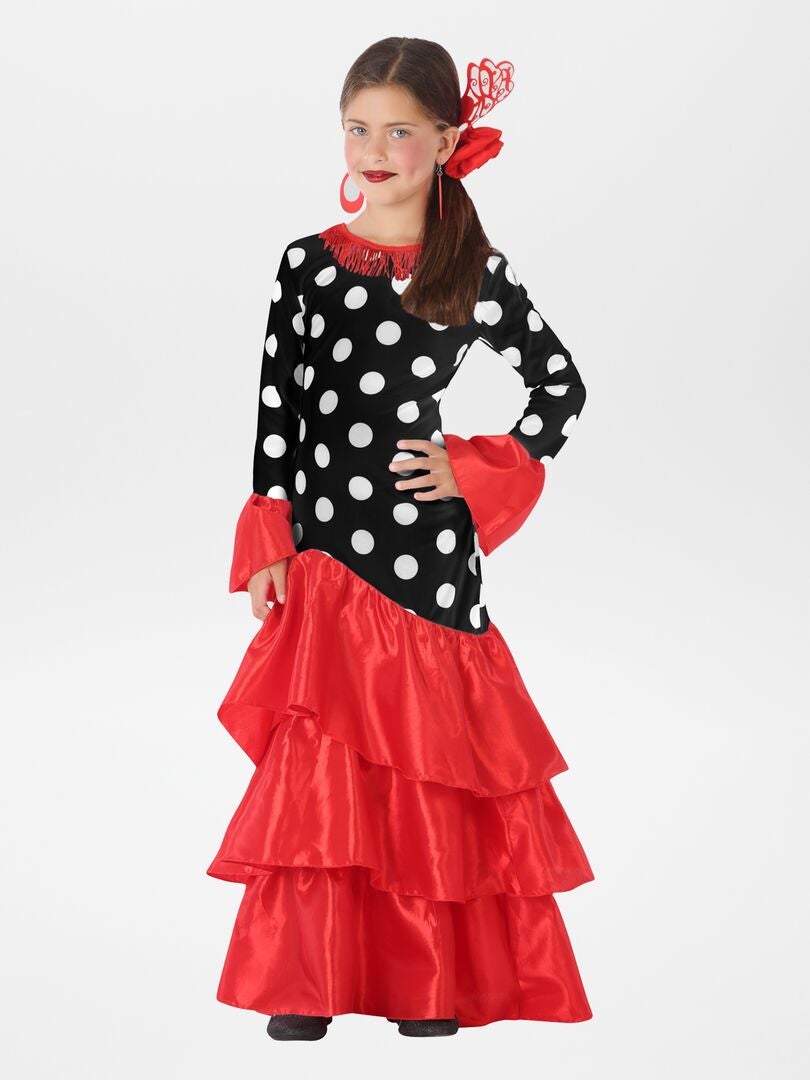 Falda flamenca profesional modelo Sevillanita negro y rojo